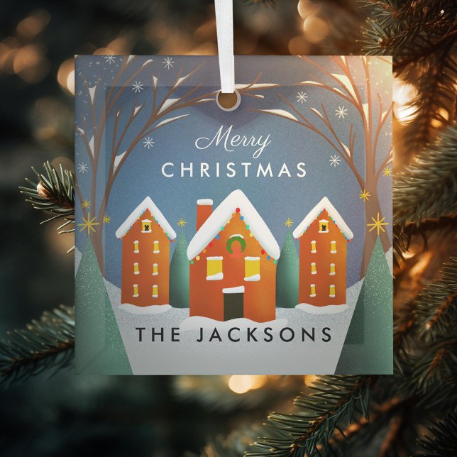 Snowy Village Winter Scene Christmas Glass Tree Decoration (Creator Uploaded)