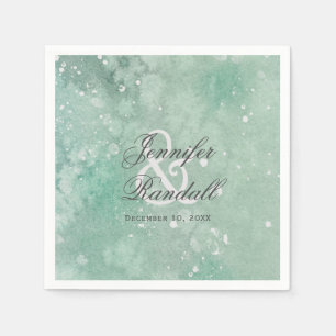 Snowy Watercolor Modern Winter Wedding Napkin