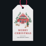 Snowy Watercolor Red Cottage Merry Christmas Gift Tags<br><div class="desc">Add a rustic and whimsical touch to your holiday wrapping with these watercolor gift tags featuring a snowy red cottage, evergreen trees, and two rabbits. The peaceful woodland scene is hand-painted in soft winter tones, perfect for Christmas gifts, winter weddings, or seasonal party favours. These tags are a great way...</div>