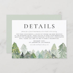 Snowy Watercolor Winter Evergreen Forest Details Enclosure Card