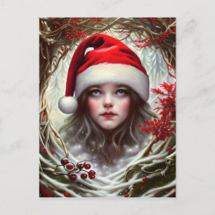 Snowy Whimsical Fantasy Santa Portrait Postcard