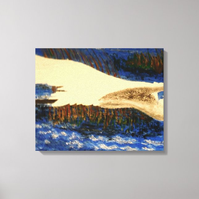 Snowy white egret "estuary" canvas print (Front)