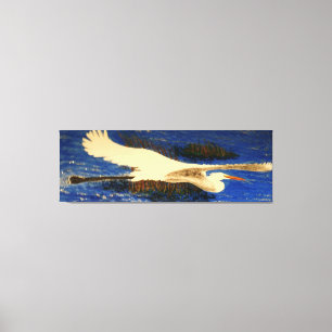 Snowy white egret "estuary" canvas print