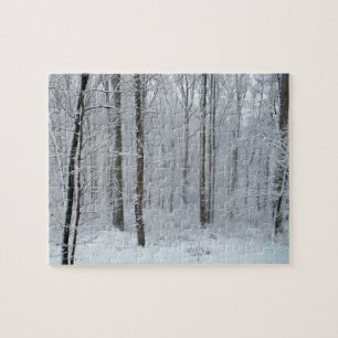 Snowy White Poplar Forest Jigsaw Puzzle