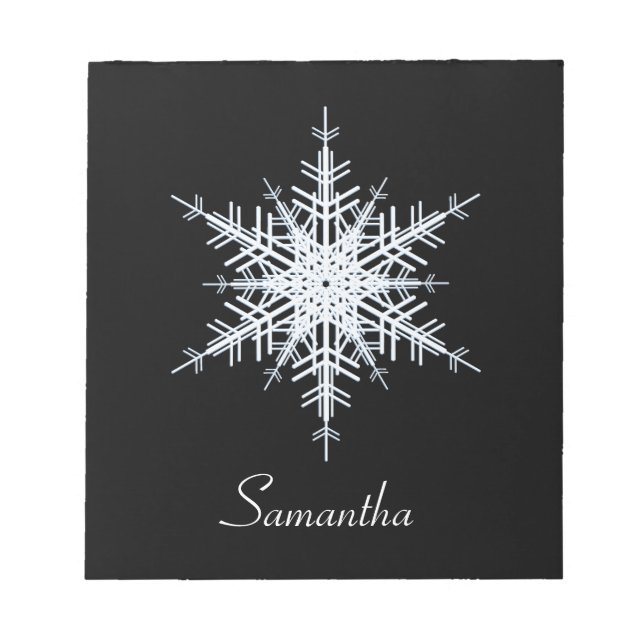 Snowy White Snowflake Notepad (Front)