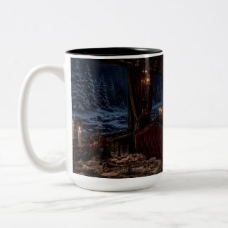 Snowy Window Dining Hall Black Mug