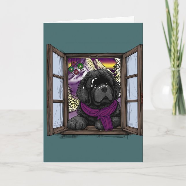 Snowy window puppy dog card (Front)