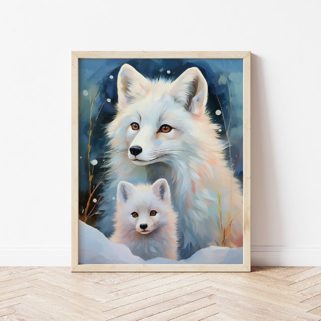 Snowy Winter Arctic Fox Modern Art Poster (Creator Uploaded)