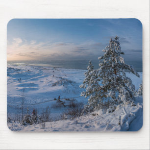 Snowy winter Baltic sea coast Mouse Pad