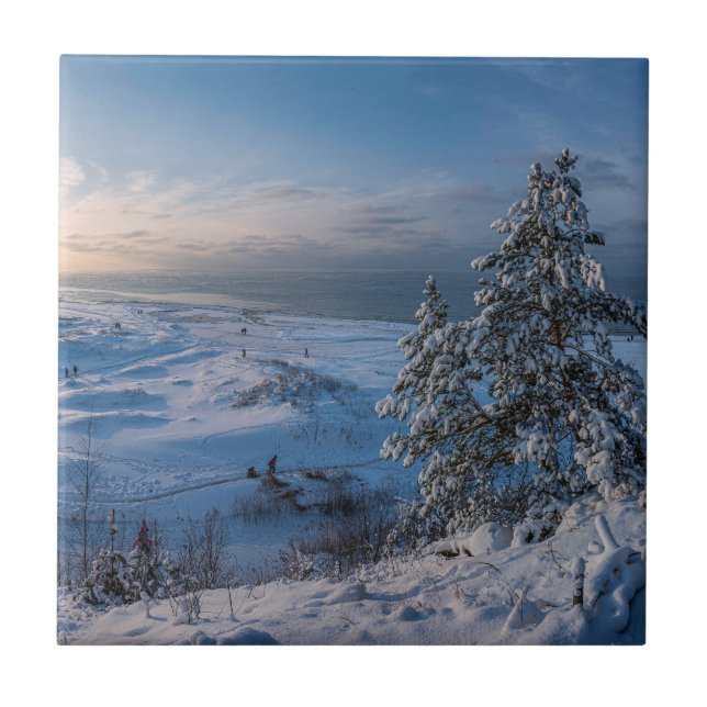 Snowy winter Baltic sea coast Tile (Front)
