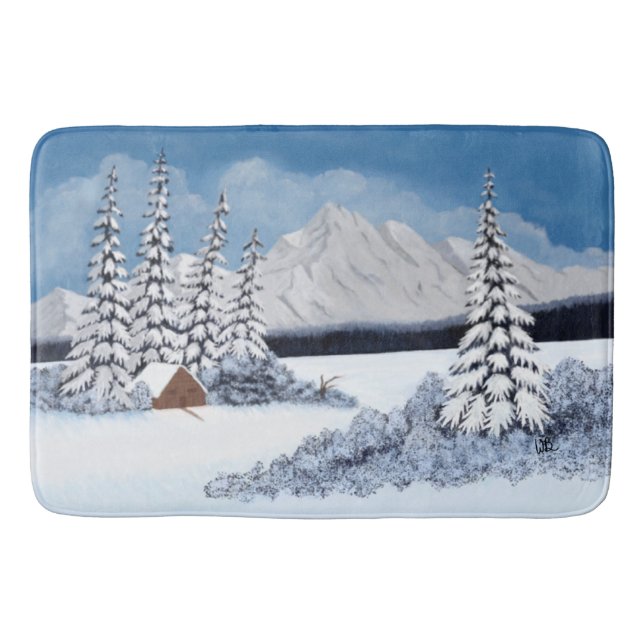 Snowy Winter Bath Mat (Front)