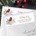Snowy Winter Cardinal Christmas Return Address<br><div class="desc">Add the finishing touch to your Christmas cards and holiday mail, with these delightful return address labels, featuring a cute watercolor red cardinal perched on a snow-covered pine branch, decorated with sprigs of holly berries. If you would like design tweaks or want the design on more products, please contact me...</div>