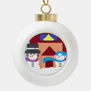 Snowy Winter Ceramic Ball Christmas Ornament