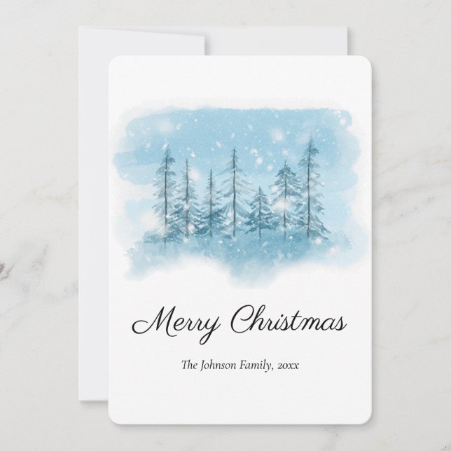 Snowy Winter Christmas Round Holiday Card (Front)