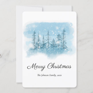 Snowy Winter Christmas Round Holiday Card