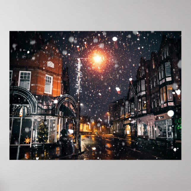 Snowy Winter Cityscape JPG Cityscape Residence Per Poster (Front)