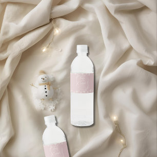 Snowy Winter Coquette pink it's Cold Water Bottle Label