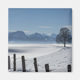 Snowy Winter Countryside Landscape Photo Magnet