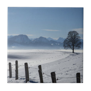 Snowy Winter Countryside Landscape Tile