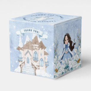 Snowy Winter Dark Haired Princess Birthday Favour Box