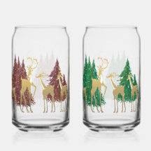 Snowy Winter Deer in Wooded Forest