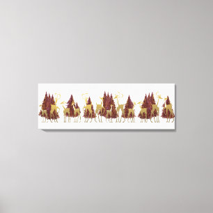 Snowy Winter Deer in Wooded Forest Canvas Print