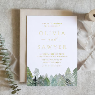 Snowy Winter Evergreen Forest QR Code Wedding
