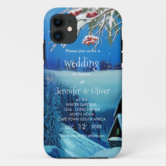 Snowy Winter Fantasy All in One Wedding Invite  Case-Mate iPhone Case (Back)