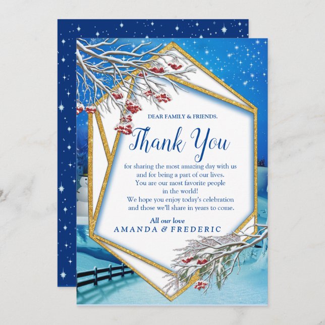 Snowy Winter Fantasy Thank You Card (Front/Back)
