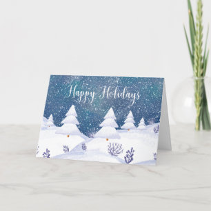 Snowy Winter Forest Happy Holiday Card