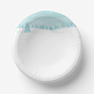 Snowy Winter Forest Landscape With Spruce Trees Paper Plate
