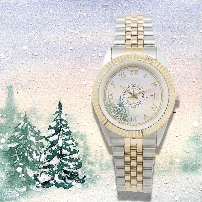 Snowy Winter Forest Watch – Gold Roman Numerals (Creator Uploaded)