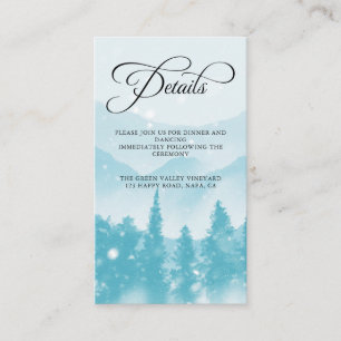 Snowy Winter Forest Wedding Reception Budget Enclosure Card