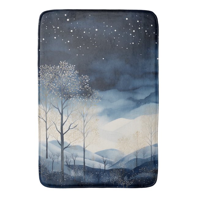 Snowy Winter Landscape Bath Mat (Front Vertical)