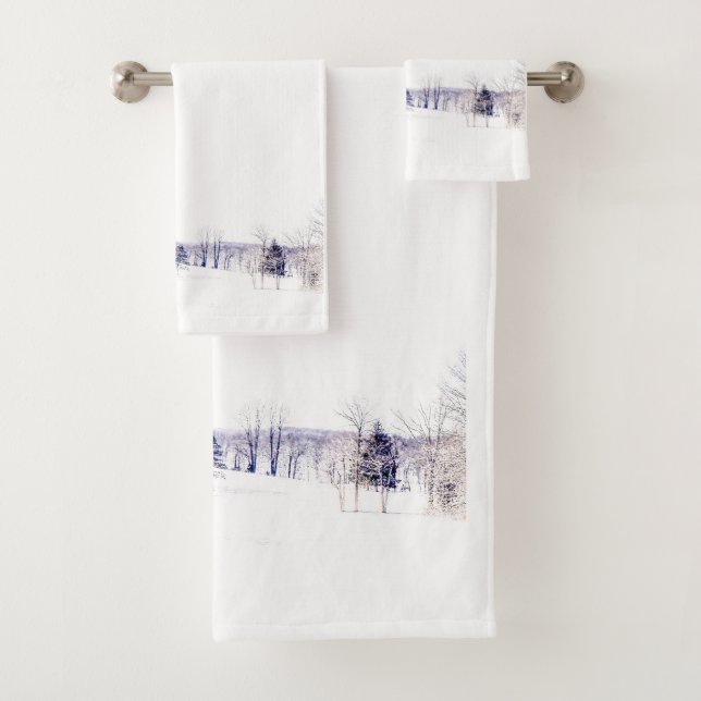Snowy Winter Landscape Bath Towel Set (Insitu)