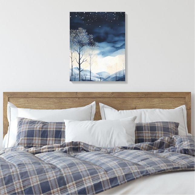 Snowy Winter Landscape Canvas Art (Insitu(Bedroom))