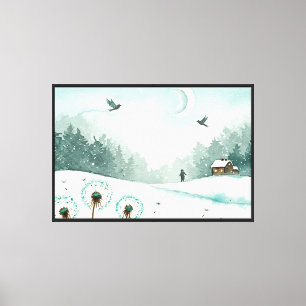 Snowy winter landscape canvas print