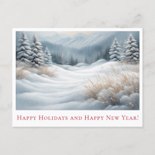 Snowy Winter Landscape Holiday Greetings Postcard