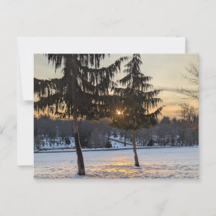 Snowy winter landscape in New England Postcard