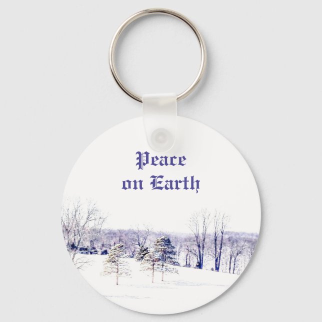 Snowy Winter Landscape Key Ring (Front)