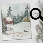 Snowy Winter Landscape Optional Text Watercolor Jigsaw Puzzle<br><div class="desc">Personalised snowy winter landscape jigsaw puzzle with fully editable wording which you can personalise for any occasion or delete altogether. Design features peaceful watercolor winter landscape of a lakeside cabin, pine trees and a snow field with a sledge and a duck on the lake. The wording currently reads "Merry Christmas...</div>
