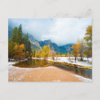 Snowy winter landscape postcard