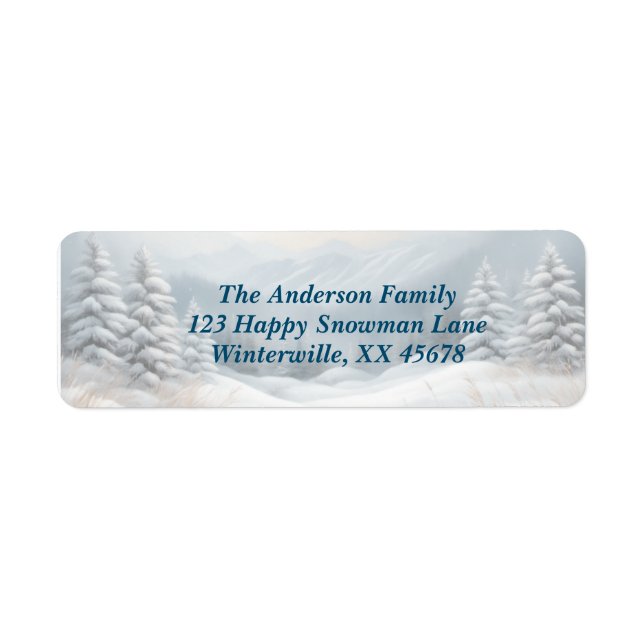 Snowy Winter Landscape Return Adress Label (Front)