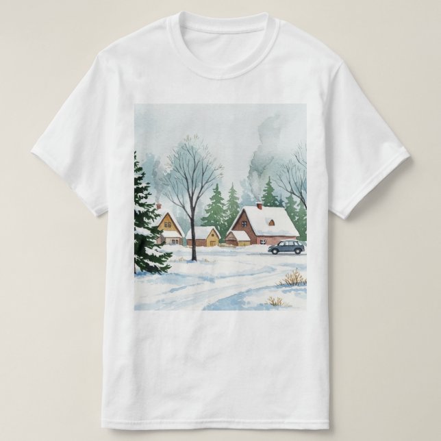 Snowy winter landscape T-Shirt (Design Front)