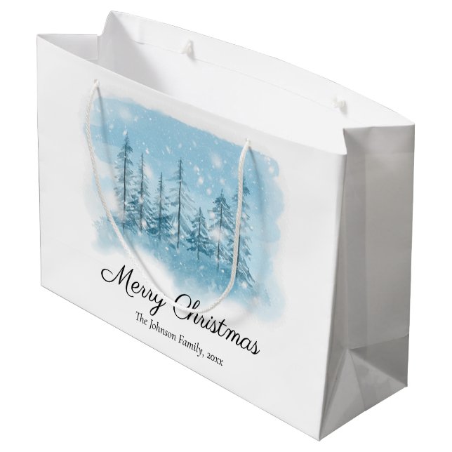 Snowy Winter Merry Christmas Gift Bags (Back Angled)