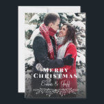 Snowy Winter Merry Christmas Holiday Photo<br><div class="desc">Share your holiday joy with this “Merry Christmas” photo design set against a snowy winter backdrop. The couple’s embrace is accented by elegant white botanical line art, creating a warm yet classic seasonal look. Perfect for couples, families, or anyone wanting a timeless winter photo greeting. Replace the sample image with...</div>