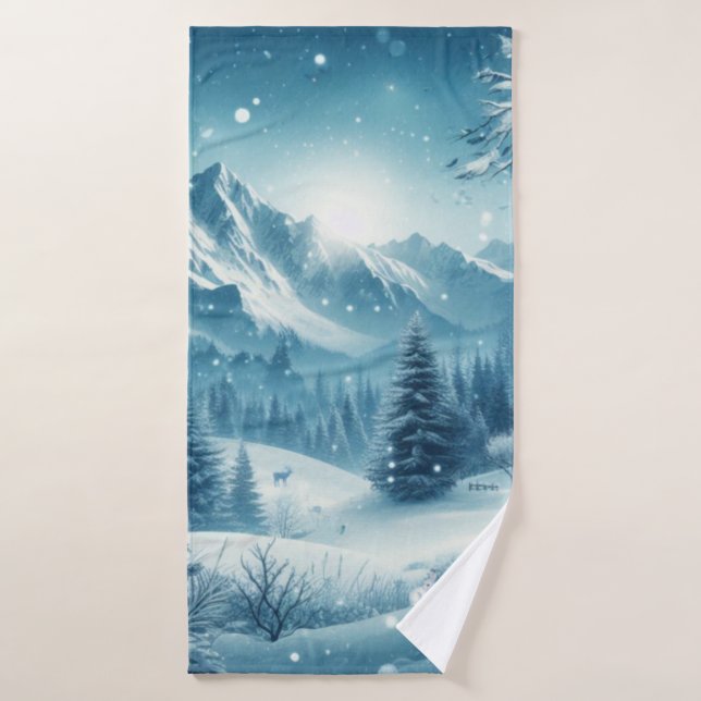 Snowy Winter Mountain Bath Towel (Bath Towel)