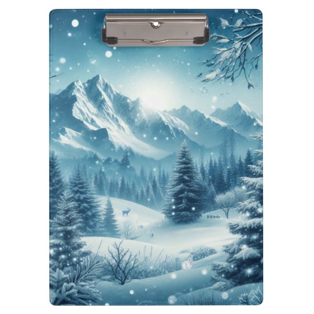 Snowy Winter Mountain Clipboard (Front)