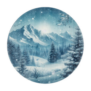 Snowy Winter Mountain Cutting Board