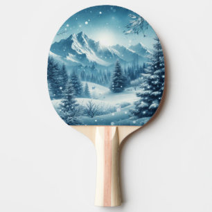 Snowy Winter Mountain Ping Pong Paddle